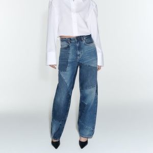 Zara High-Waisted Wide Leg Patchwork Jeans